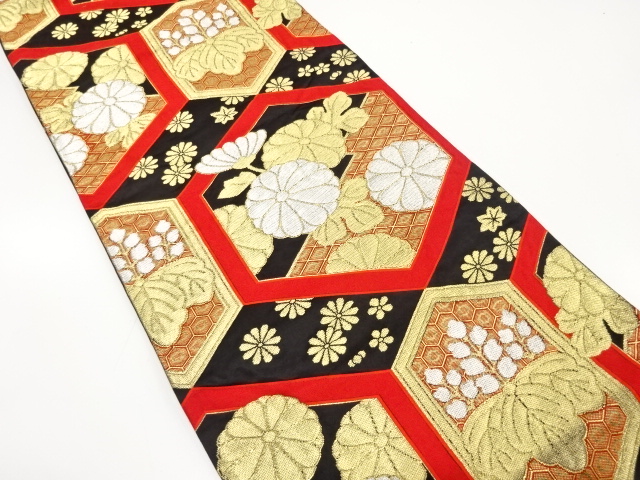 JAPANESE KIMONO / ANTIQUE FUKURO OBI / SILK / WOVEN PAULOWNIA